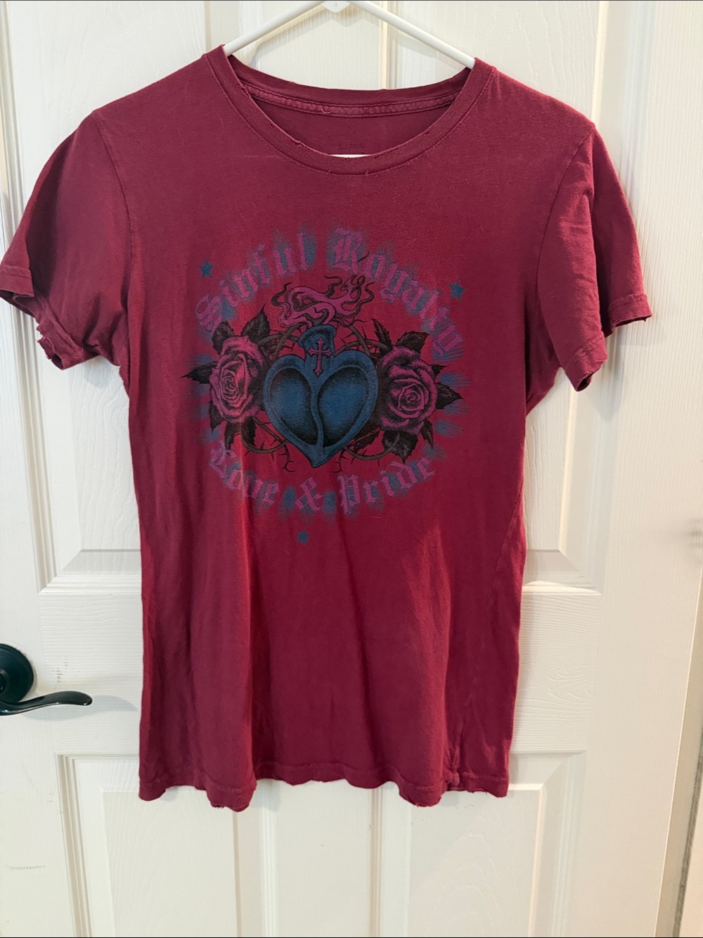 Burgundy Graphic Heart & Roses Tee